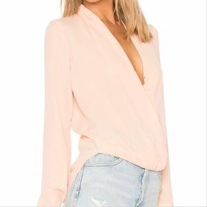 Lovers and Friends Peach Pink Drape Twist Blouse size S